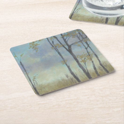 木に覆われたムギ草I スクエアペーパーコースター (アングル)