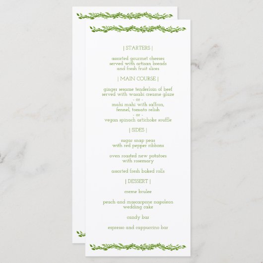 木に覆われた優雅さ |の結婚つる植物披露宴 メニュー (正面/裏面)