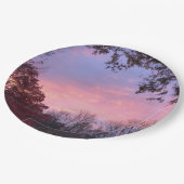 木に覆われた美しい夕日 ペーパープレート (アングル)