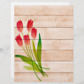 木に赤いチューリップ (正面/裏面)