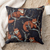 木に赤いパンダ クッション (ブランケット)