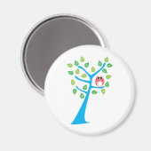 木に赤いフクロウ マグネット (正面/裏面)