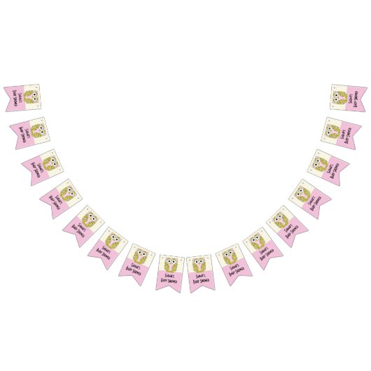 木に赤ちゃんシャワーフクロウ/ピンク,アゲハチョウバナー バンティングフラッグ (全)