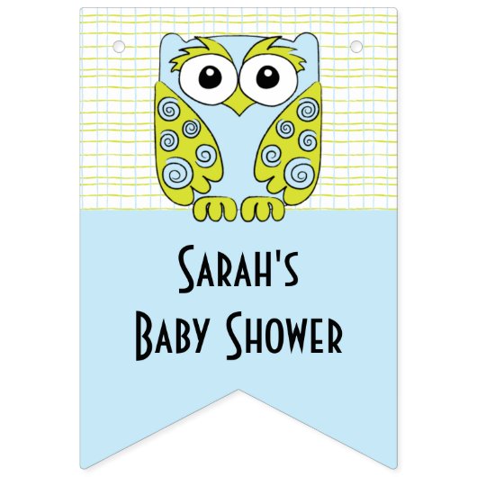 木に赤ちゃんシャワーフクロウ/青，アゲハチョウバナー バンティングフラッグ (第16の旗)