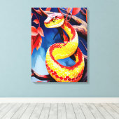 木に赤鮮やかと黄色のはかりで測コブラ キャンバスプリント (インサイチュ (ウッドフロア))