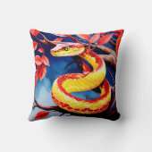 木に赤鮮やかと黄色のはかりで測コブラ クッション (裏面)