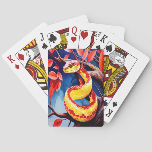 木に赤鮮やかと黄色のはかりで測コブラ トランプ (裏面)