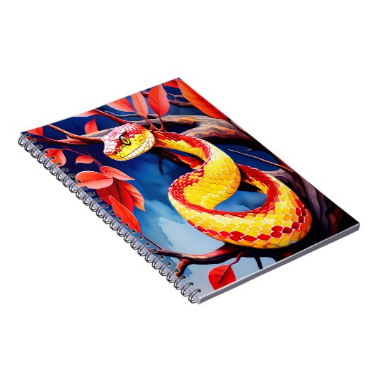 木に赤鮮やかと黄色のはかりで測コブラ ノートブック (右側)