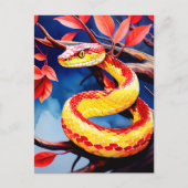 木に赤鮮やかと黄色のはかりで測コブラ ポストカード (正面)