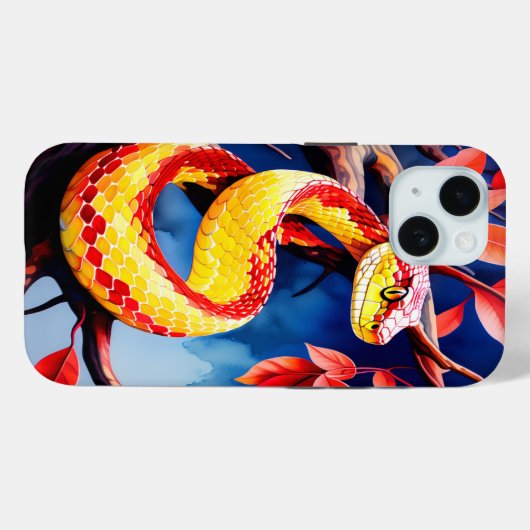 木に赤鮮やかと黄色のはかりで測コブラ Case-Mate iPhoneケース (裏面 (横))