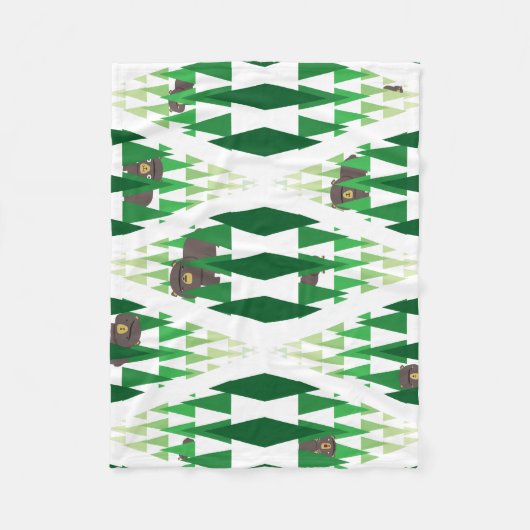 木に隠れるくま フリースブランケット (正面)