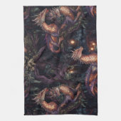 木に隠れる紫の龍 キッチンタオル (縦)