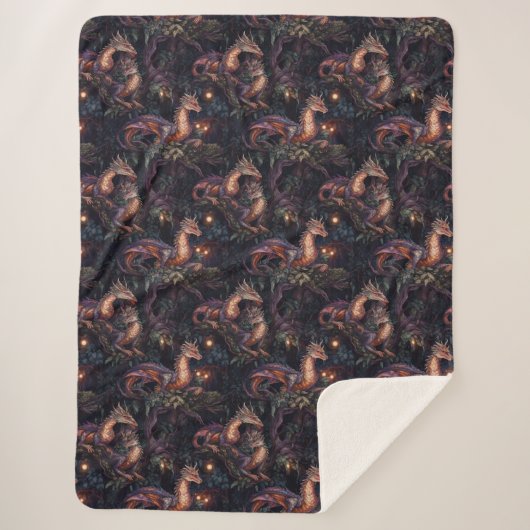 木に隠れる紫の龍 シェルパブランケット (正面)