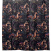 木に隠れる紫の龍 シャワーカーテン (正面)