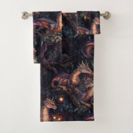 木に隠れる紫の龍 バスタオルセット