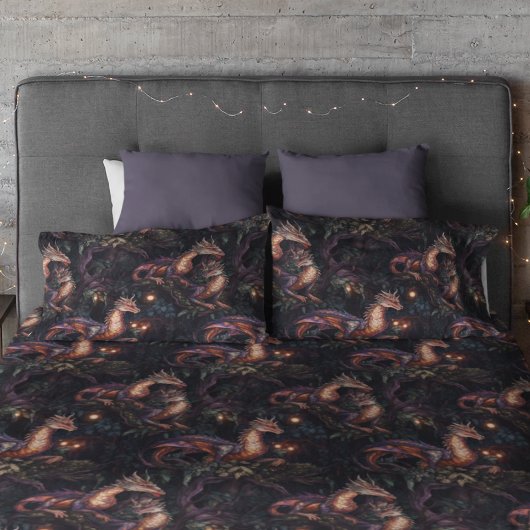 木に隠れる紫の龍 枕カバー