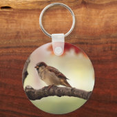 木に雀の鳥 キーホルダー (正面)
