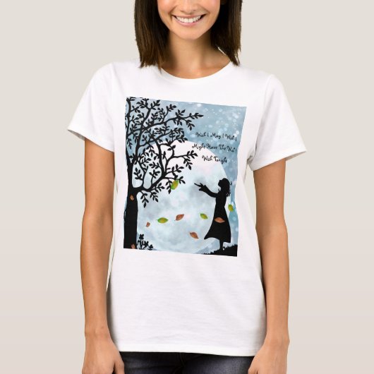 木に願い事をする女の子 Tシャツ (正面)
