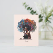 木に飾った髪のアフリカ系アメリカ人女性 ポストカード