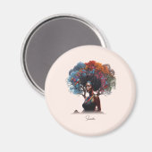 木に飾った髪のアフリカ系アメリカ人女性 マグネット (正面/裏面)