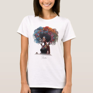 木に飾った髪のアフリカ系アメリカ人女性 Tシャツ