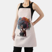 木に飾られたアカラフルフリカ人の女性 エプロン (インサイチュ)