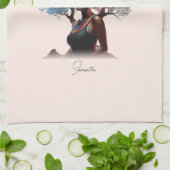 木に飾られたアカラフルフリカ人の女性 キッチンタオル (折り畳み)