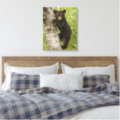 木に黒いクマの子 キャンバスプリント (インサイチュ (寝室))