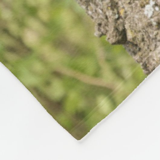 木に黒いクマの子 フリースブランケット (角)