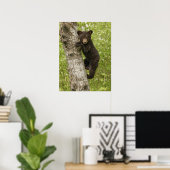 木に黒いクマの子 ポスター (ホームオフィス)