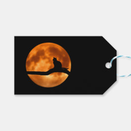 木に黒い猫のシルエット ギフトタグ