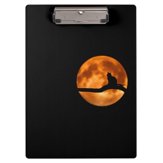 木に黒い猫のシルエット クリップボード (正面)