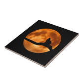 木に黒い猫のシルエット タイル (側面)