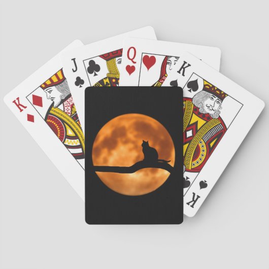 木に黒い猫のシルエット トランプ (裏面)