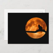 木に黒い猫のシルエット ポストカード (正面/裏面)