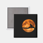 木に黒い猫のシルエット マグネット (正面/裏面)