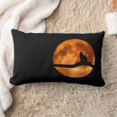 木に黒い猫のシルエット ランバークッション (ブランケット)