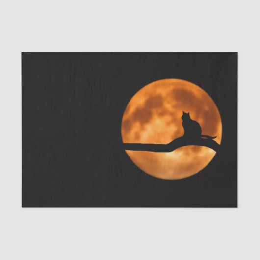 木に黒い猫のシルエット 薄葉紙 (正面)