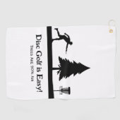 木のおもしろい障害付きブラックディスクゴルフパッティング ゴルフタオル (横)