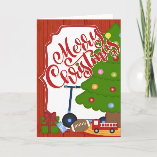 木のおもちゃつき – Merry Christmas カード (正面)