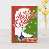 木のおもちゃつき – Merry Christmas カード (黄色い花)