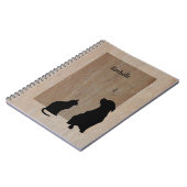 木のかわいい猫及び犬のシルエット ノートブック (左側)