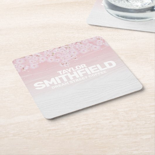 木のさくらんぼ素朴の花 スクエアペーパーコースター (アングル)