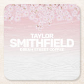 木のさくらんぼ素朴の花 スクエアペーパーコースター (正面)