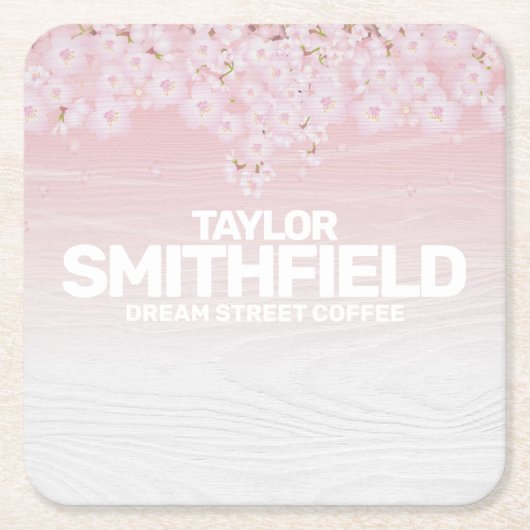 木のさくらんぼ素朴の花 スクエアペーパーコースター (正面)
