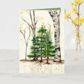 木のすべての行事の挨拶状 カード (黄色い花)