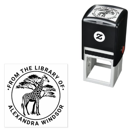 木のそばのぶちぎら #2 図書館の本の名前 セルフインキングスタンプ (インサイチュ)