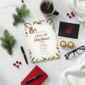 木のぬくもりあふれるクリスマスパーティーの招待状 招待状