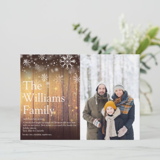 木のぬくもりあふれる家族のクリスマス定義写真 シーズンカード (スタンド正面)