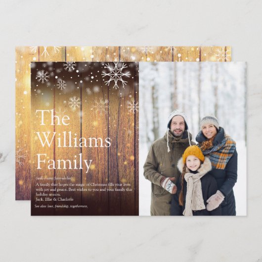 木のぬくもりあふれる家族のクリスマス定義写真 シーズンカード (正面/裏面)